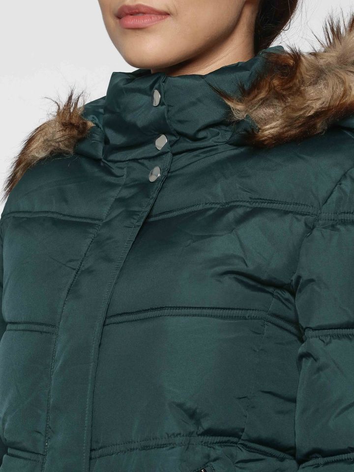 green parka with fur hood