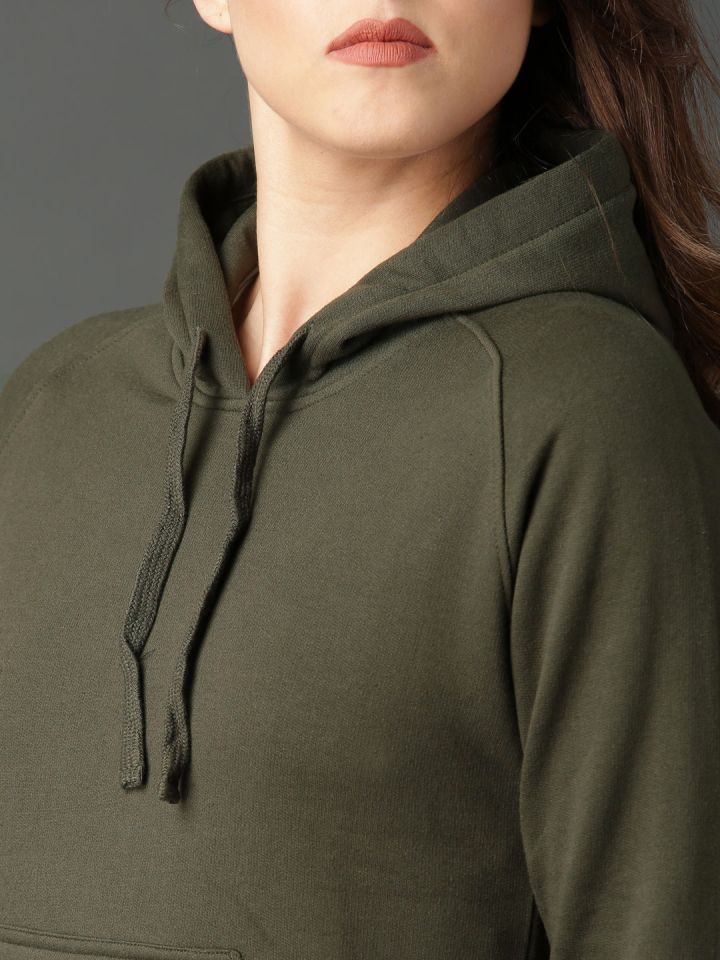 Olive green top hooded sweatshirt