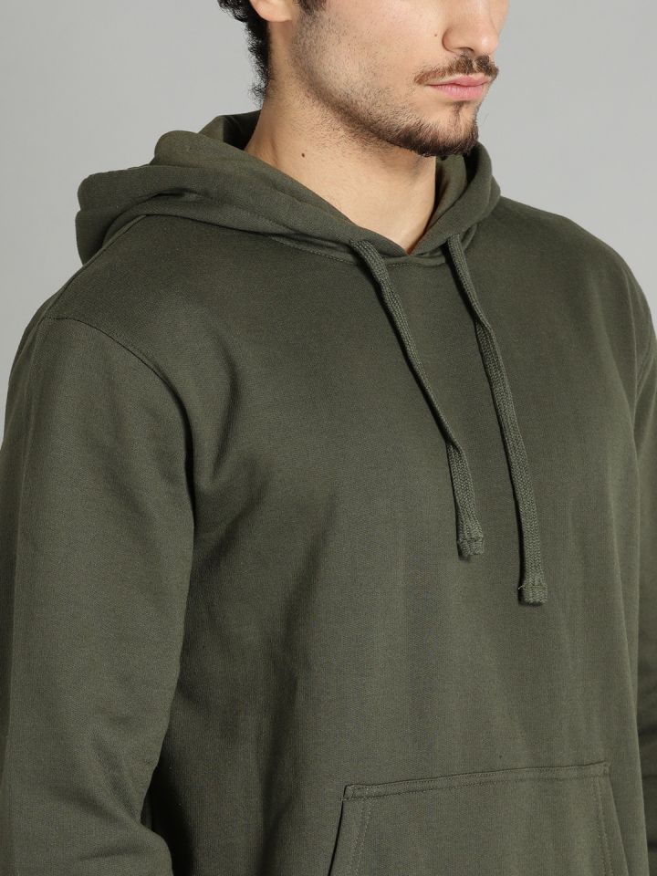 Winter Wear Olive Green Zipper Hoodie Sweatshirt For Men at Rs