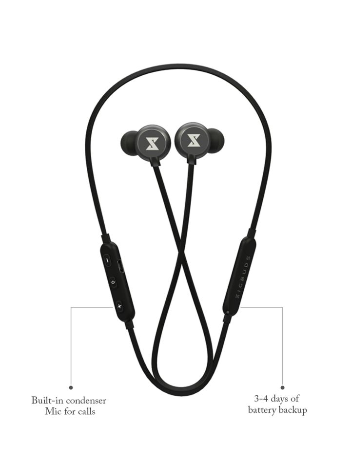 black beat wireless neckband earphones with mic