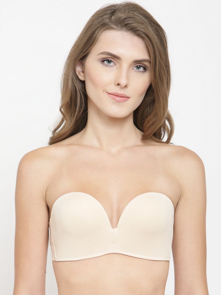 Buy PrettyCat Beige Solid Non Wired Lightly Padded Push Up Bra