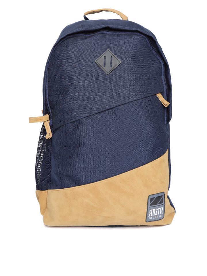 Buy Roadster Unisex Navy Blue Brown Colourblocked Backpack