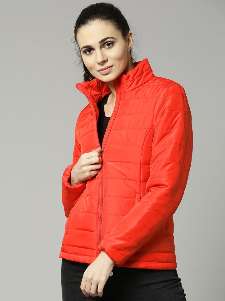 Marks Spencer Women Red Solid Quilted Jacket