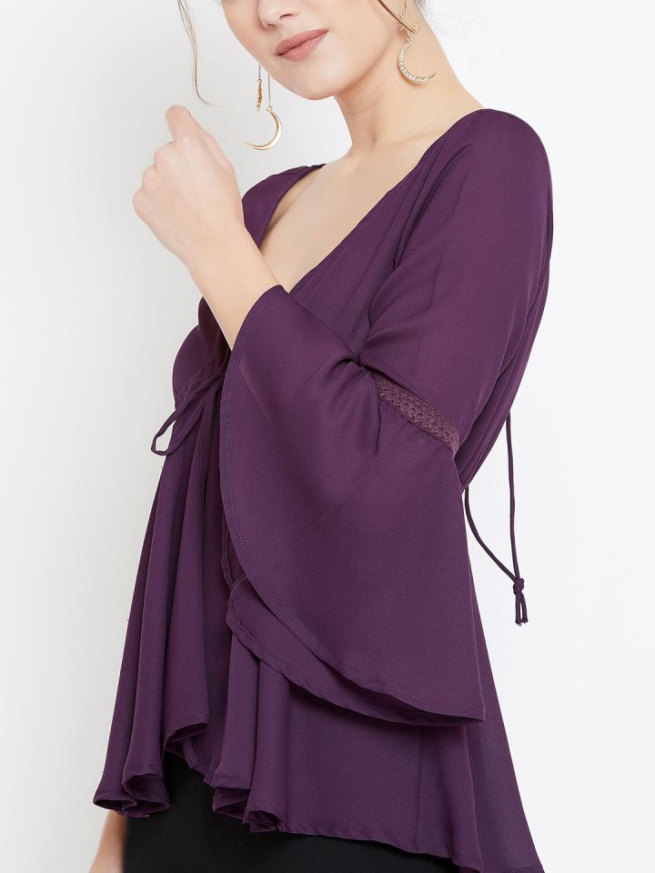 Buy Purple Umbrella Sleeve Top With Gathers On The Bust for Women Online in  India