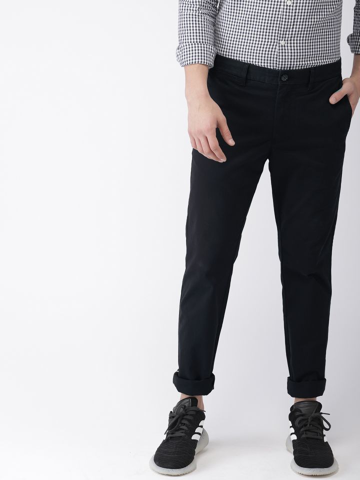 Buy Tommy Hilfiger Men Black Slim Fit Solid Chinos Trousers for