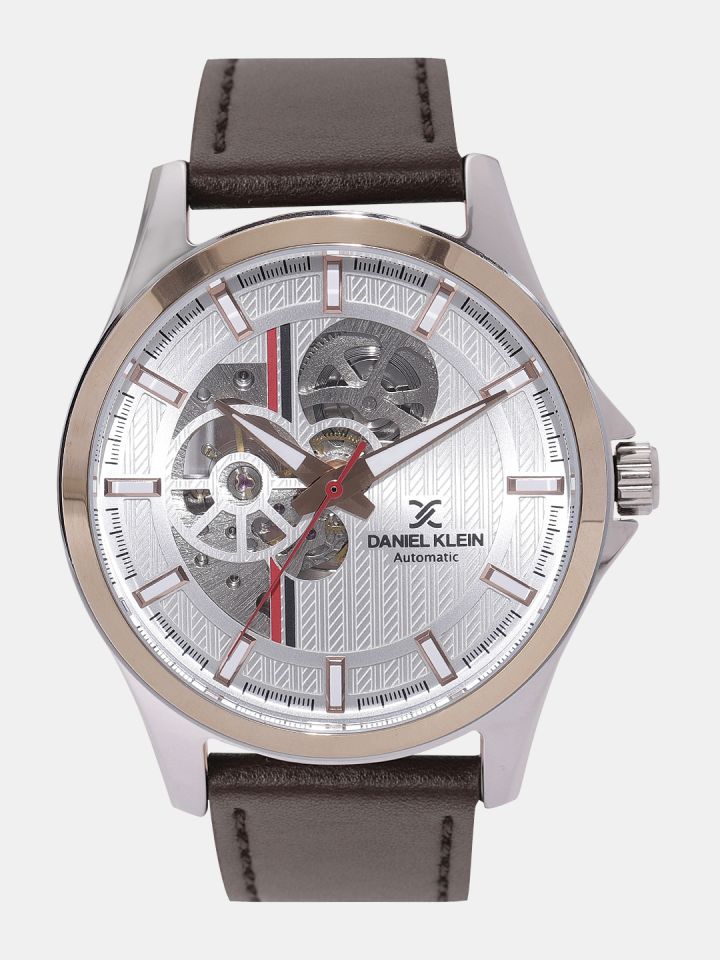 Buy Daniel Klein Automatic Men Silver Toned Skeleton Analogue