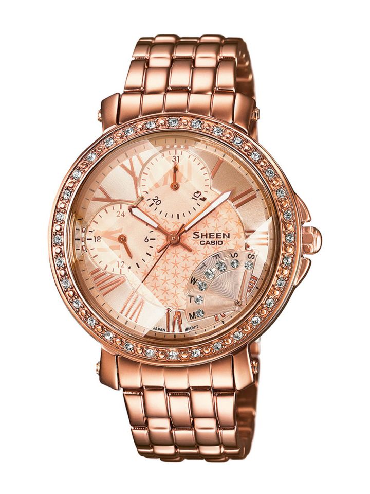 Casio sheen watches rose gold best sale