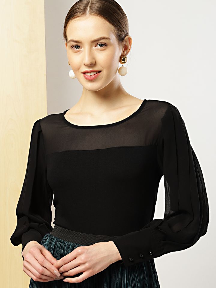 Half sheer sale top