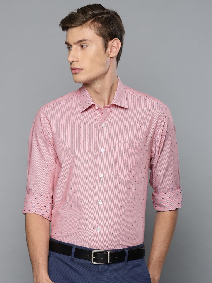 red and white striped formal shirt