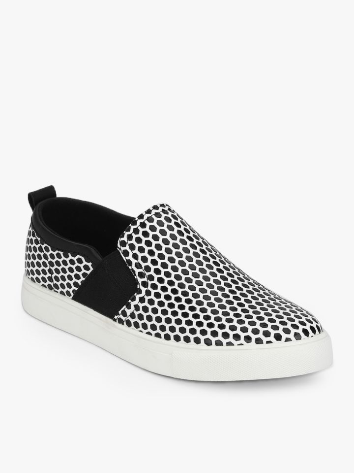 Buy Lee Cooper Women Black White Printed Slip On Sneakers