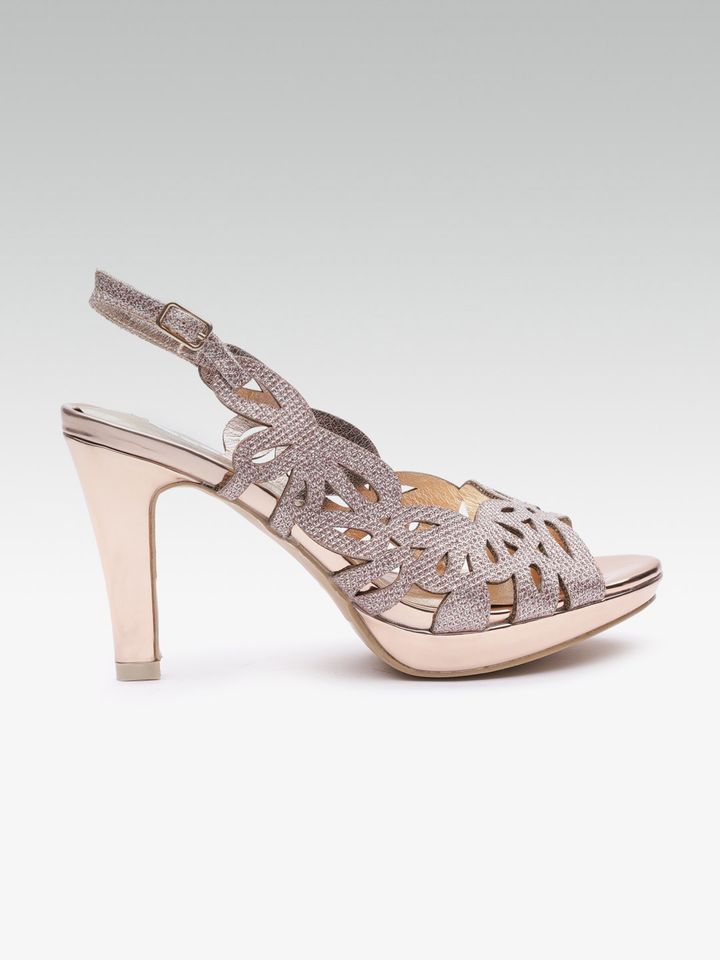 rose gold peep toe heels