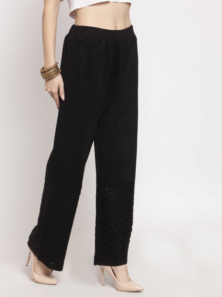 Black palazzo pants myntra hotsell