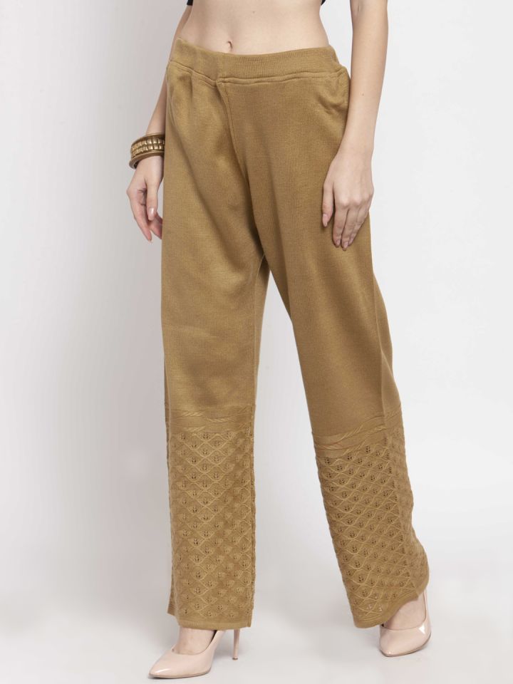 Buy Maroon  Yellow Trousers  Pants for Women by INDIWEAVES Online   Ajiocom