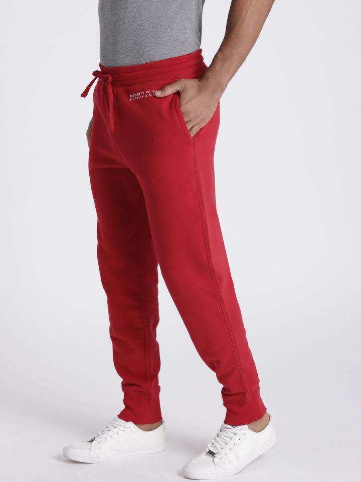 mens red joggers pants