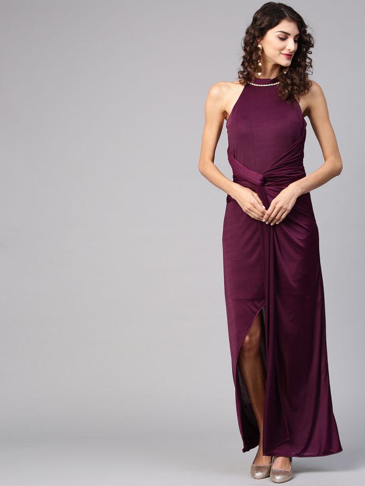 Myntra Athena Women Burgundy Solid Maxi Dress  Maxi dress, Women dress  online, Solid maxi dress
