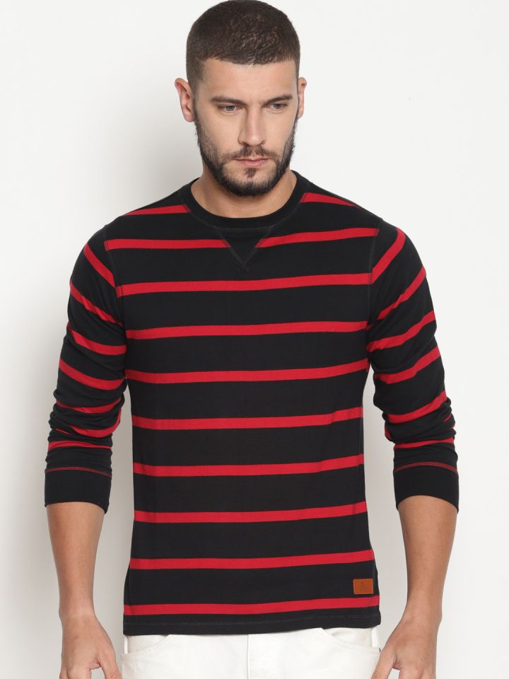 picture Red And Black Striped T Shirt Mens steenbok men black red striped round neck t shirt