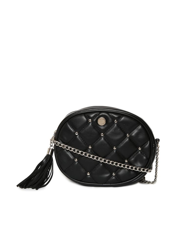black quilted sling bag
