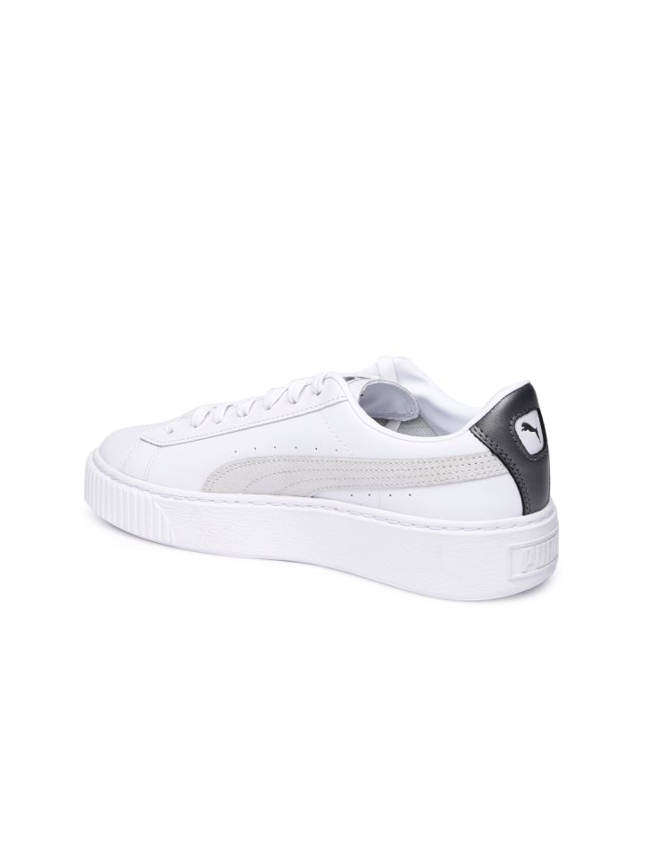Puma Women White Basket Platform Euphoria Metallic Sneakers