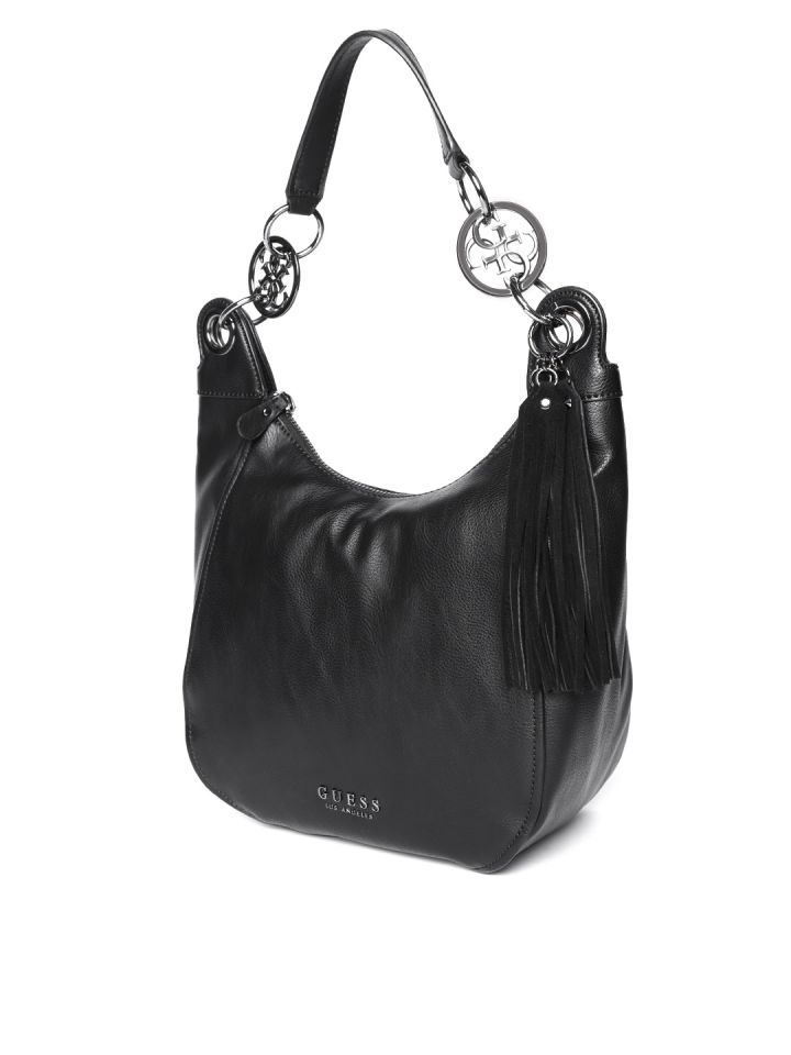GUESS Black Solid Hobo Bag