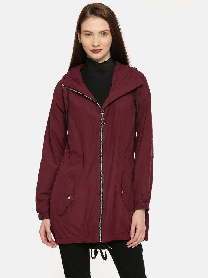 FOREVER 21 Women Burgundy Solid Tailored Jacket