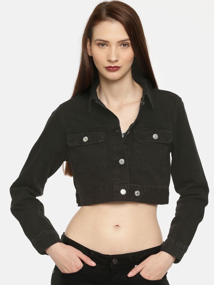 Forever 21 denim jacket black hot sale
