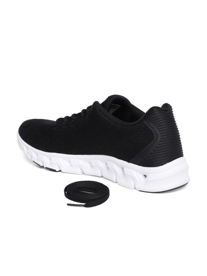 solid black running shoes