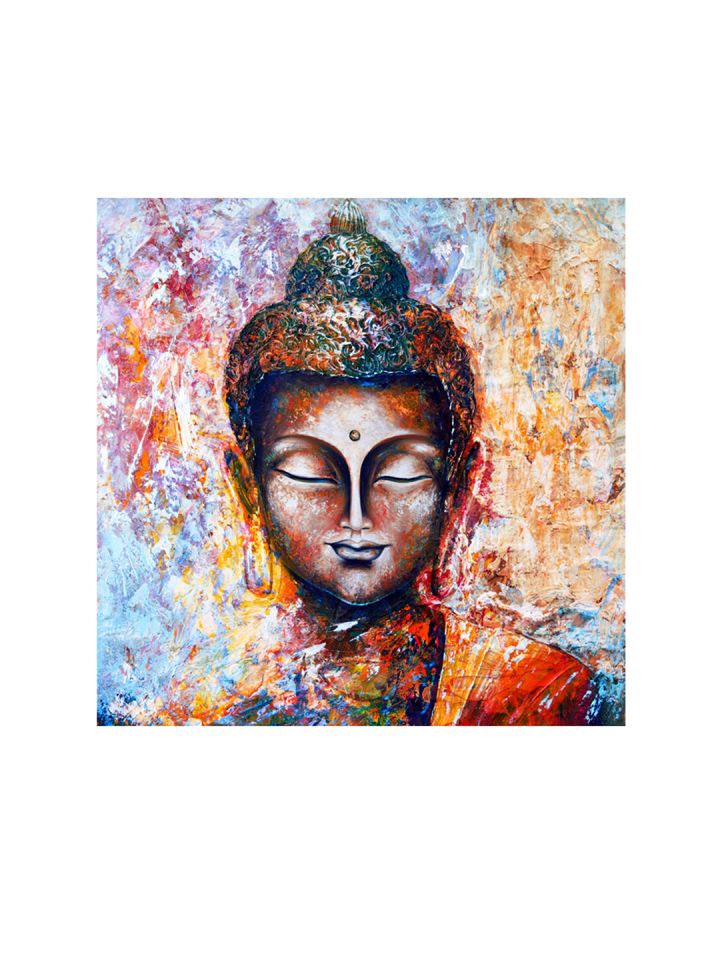 Buy 999store Brown Multicoloured Hand Painted Buddha Face Wall
