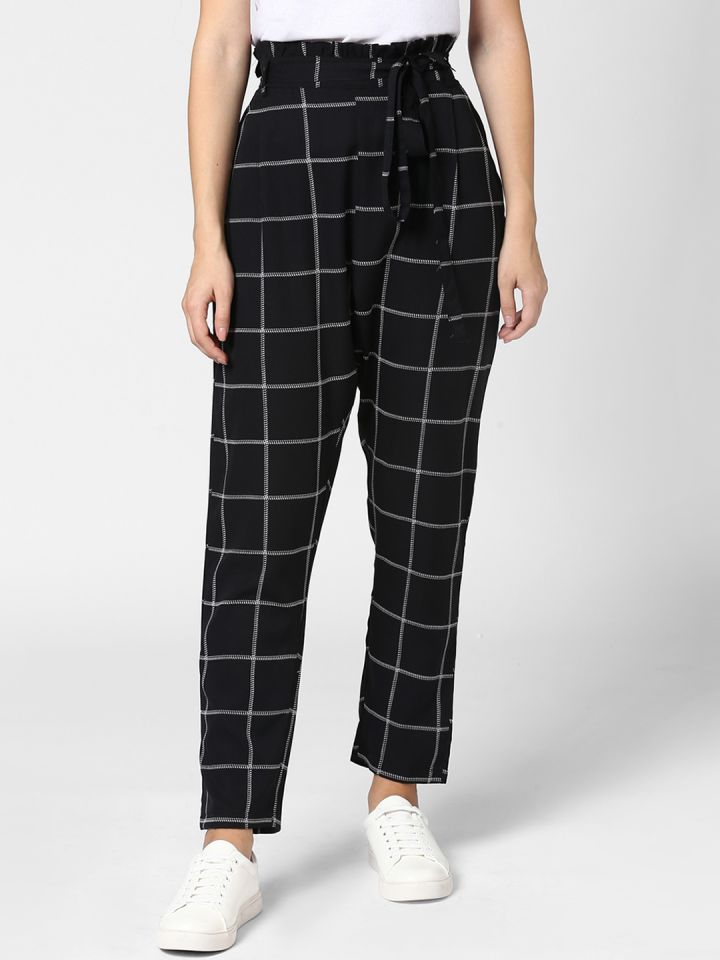 White and sales black checkered trousers