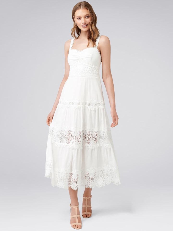 Forever New Women White Solid Fit and Flare Dress
