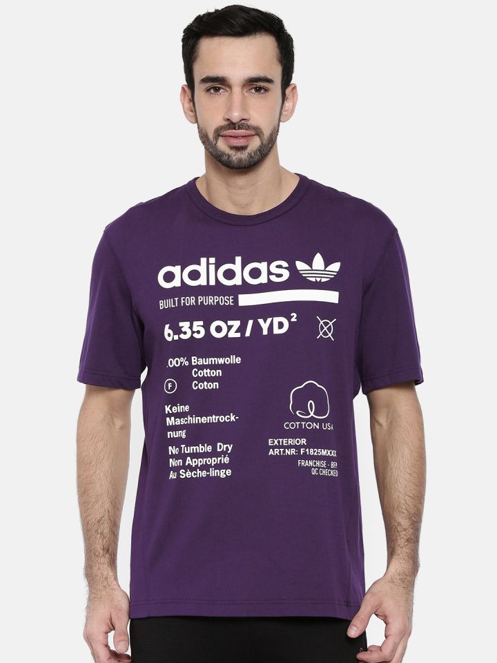 ADIDAS Originals Men Purple KAVAL GRP Printed Round Neck Pure Cotton T shirt