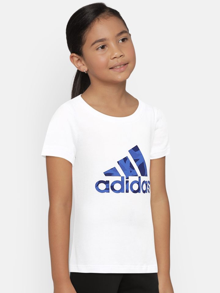 Girls white adidas t shirt new arrivals