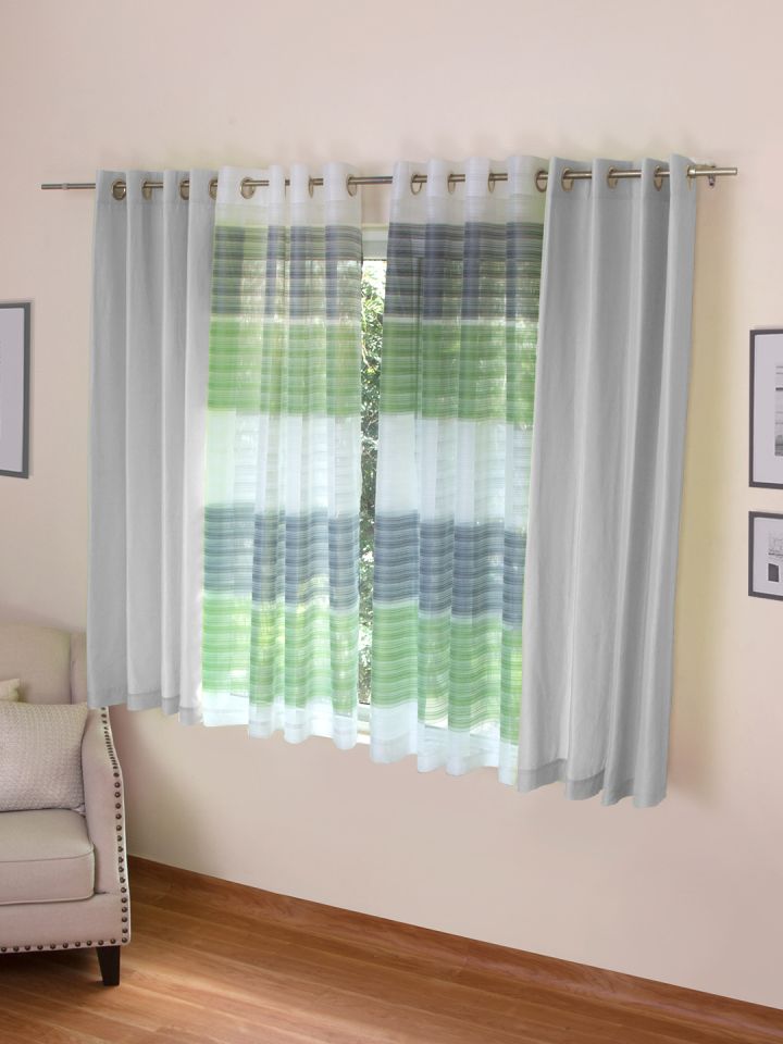 Buy Rosara Home Grey White Set Of 4 Window Curtains Curtains And Sheers For Unisex 8169851 Myntra