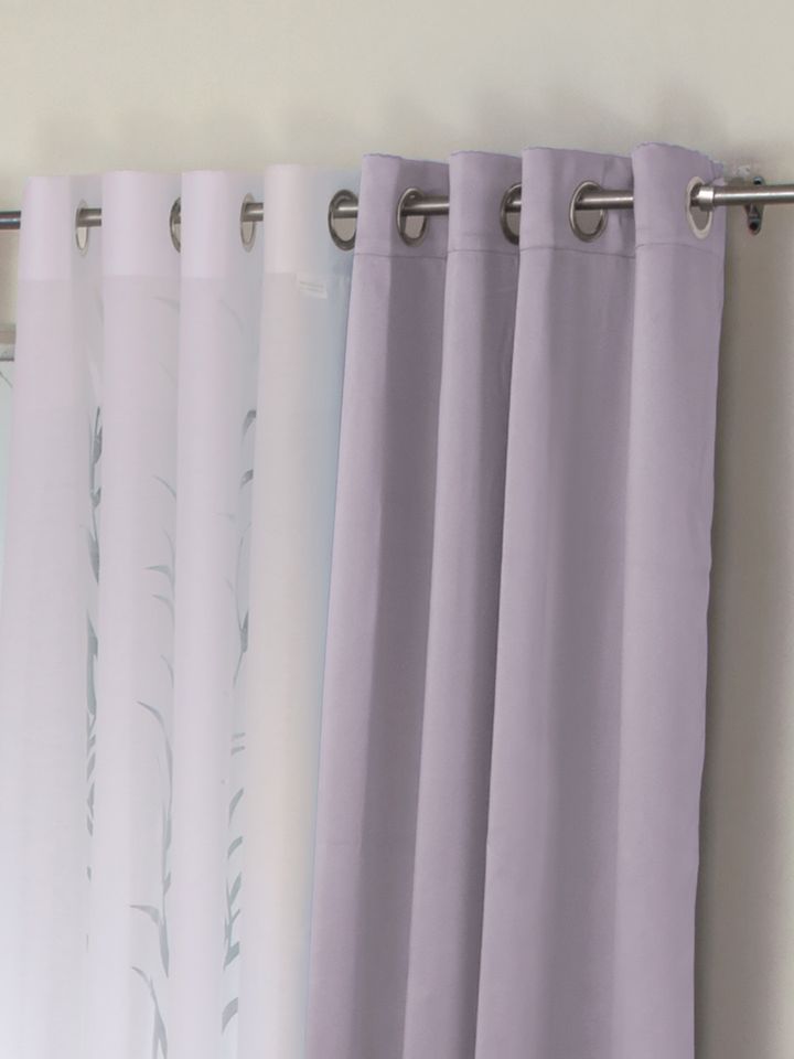 Buy Rosara Home Lavender White Set Of 4 Window Curtains