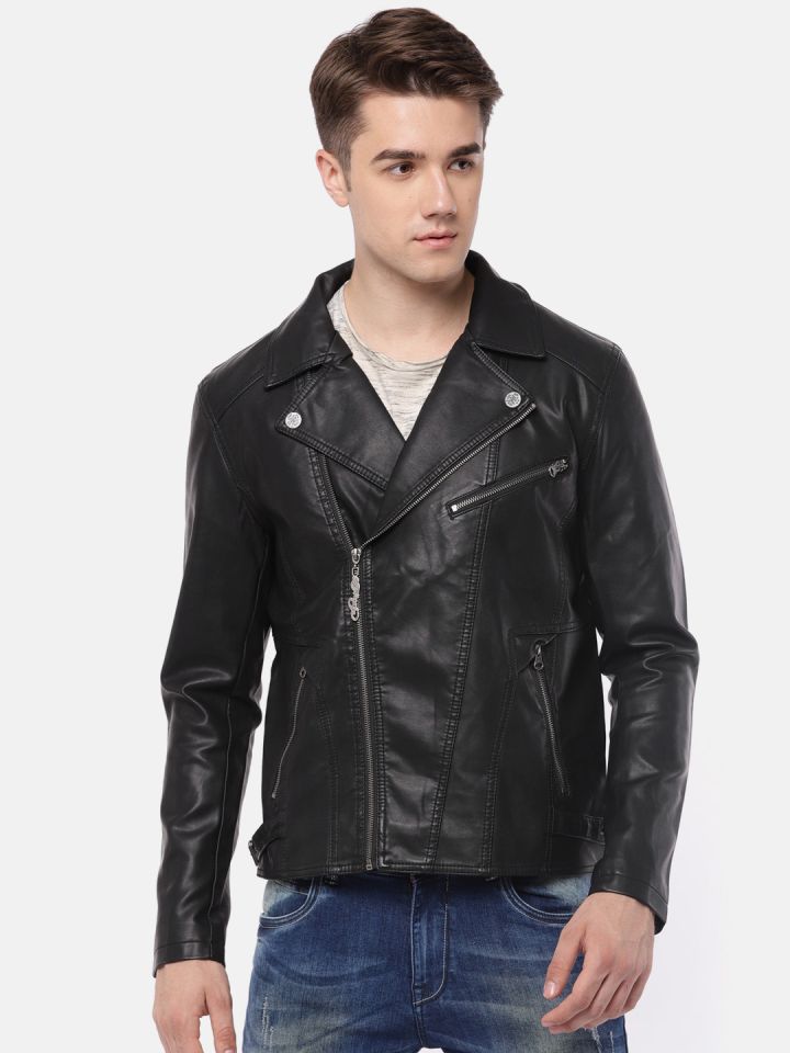 Ed Hardy Men Black Solid Biker Jacket