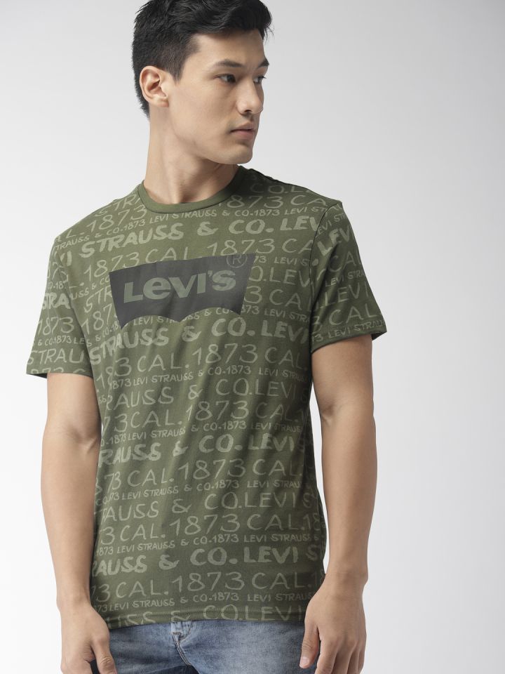 Buy Levis Men Olive Green Printed Round Neck Pure Cotton T Shirt - Tshirts  for Men 8197695 | Myntra