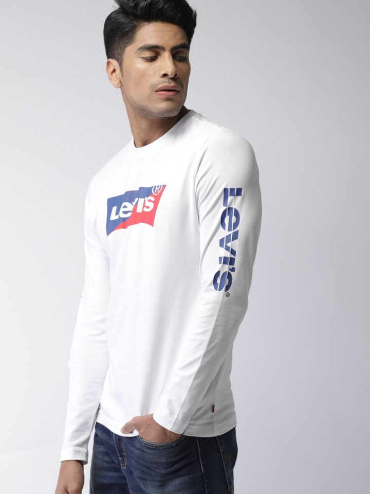 Levis white long sleeve t shirt store