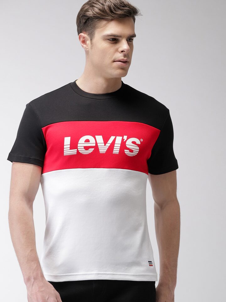 Buy Levis Men Black, Red & White Colourblocked Round Neck T Shirt - Tshirts  for Men 8197925 | Myntra
