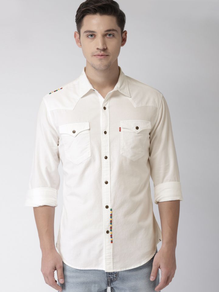 Levi's white denim shirt mens top