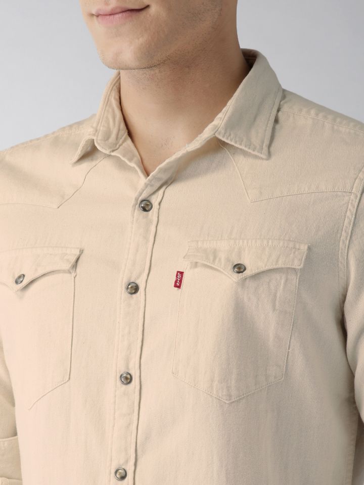 Buy Levis Men Cream Coloured Slim Fit Solid Casual Shirt - Shirts for Men  8199023 | Myntra