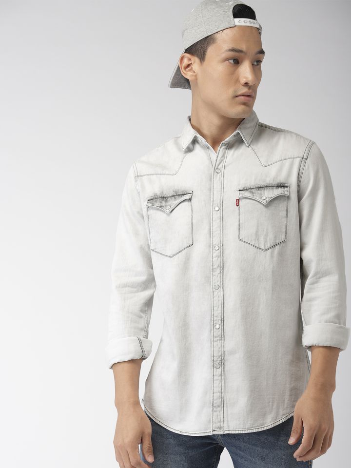 Buy Levis Men White Slim Fit Faded Casual Shirt - Shirts for Men 8199063 |  Myntra
