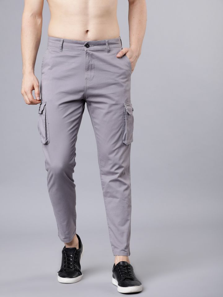 Buy HIGHLANDER Men Grey Slim Fit Cargos - Trousers for Men 8209403