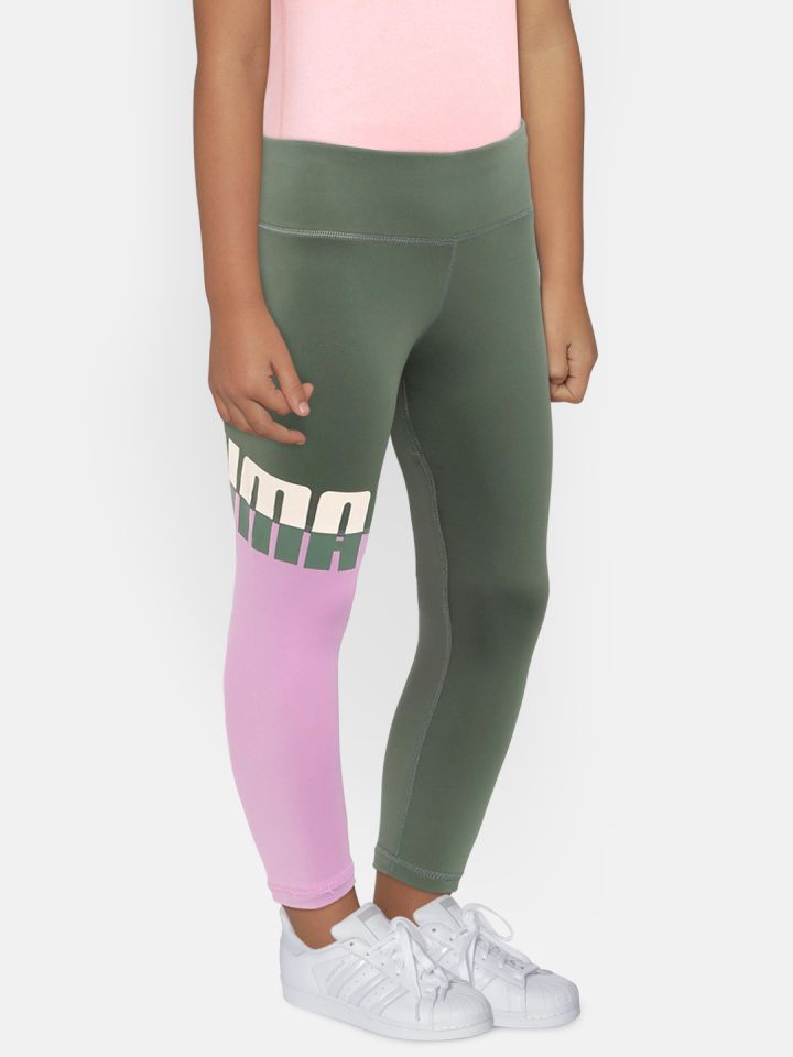 Olive green outlet and pink pumas