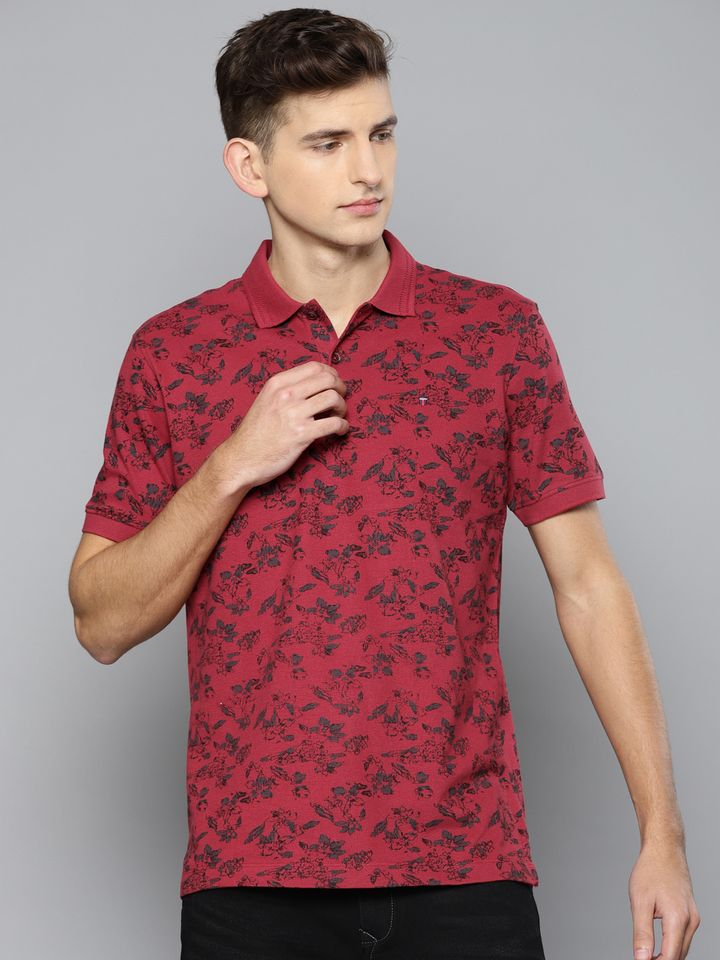 red floral polo