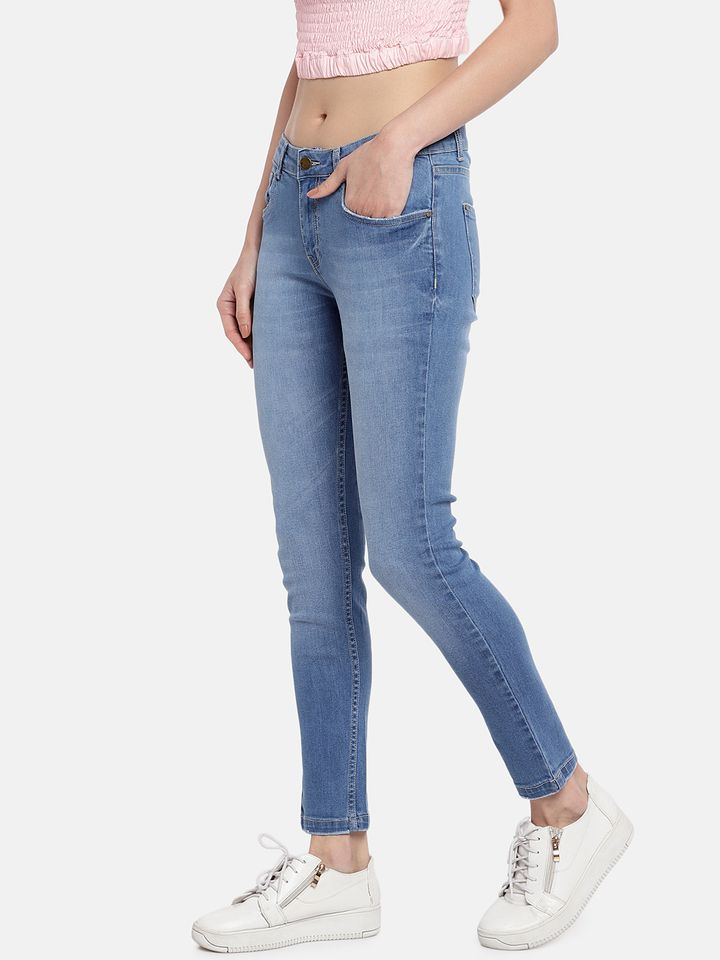 Buy Freakins Women Blue Slim Fit Mid Rise Clean Look Stretchable Jeans Jeans For Women Myntra