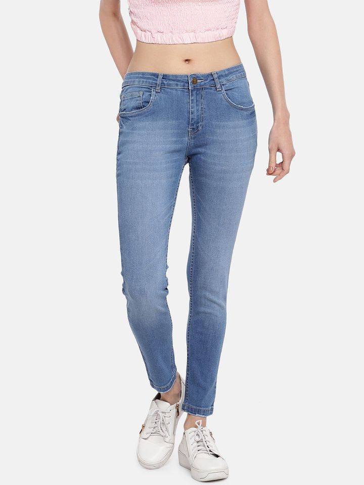 Buy Freakins Women Blue Slim Fit Mid Rise Clean Look Stretchable Jeans Jeans For Women Myntra