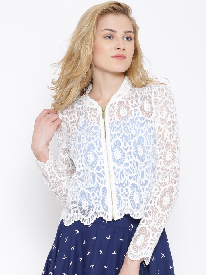 Long white lace jacket on sale