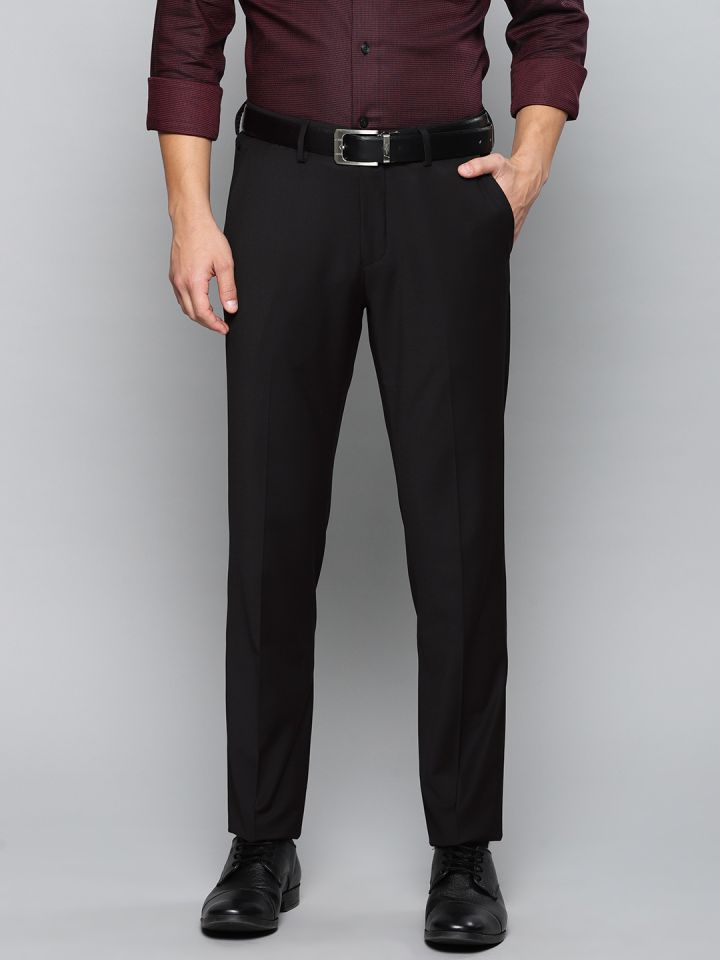 Buy LOUIS PHILIPPE Solid Polyester Slim Fit Men's Work Wear Trousers |  Shoppers Stop