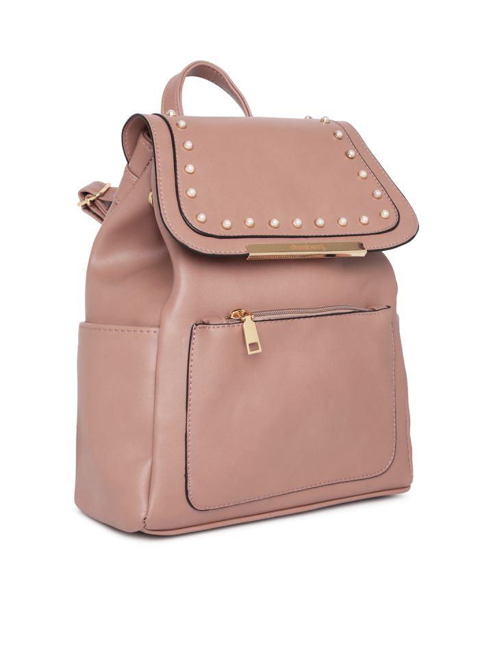 Buy DressBerry Women Pink Embellished Backpack Backpacks for