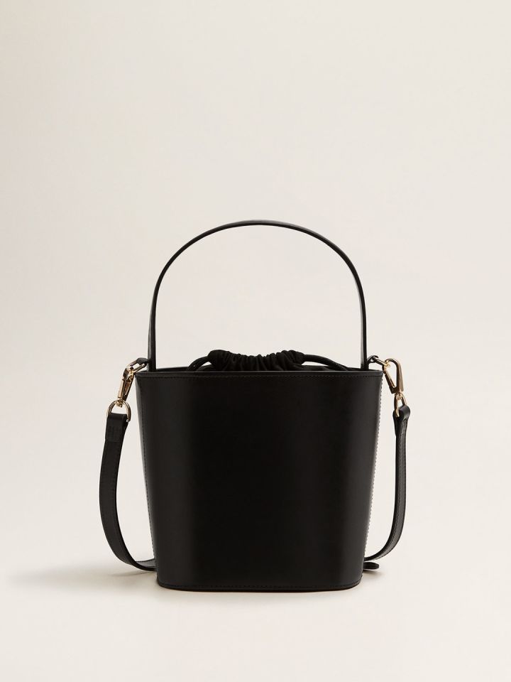 Mango black solid handheld sales bag with detachable sling strap