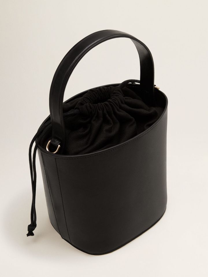 Mango black solid handheld bag with detachable sling strap clearance